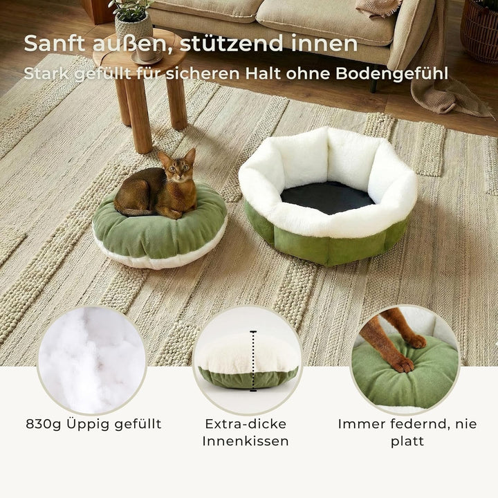Katzenbett 55×55×20cm Flauschiges Katzenbett &amp; Hundebett für kleine Hunde, waschbares Haustierbett m