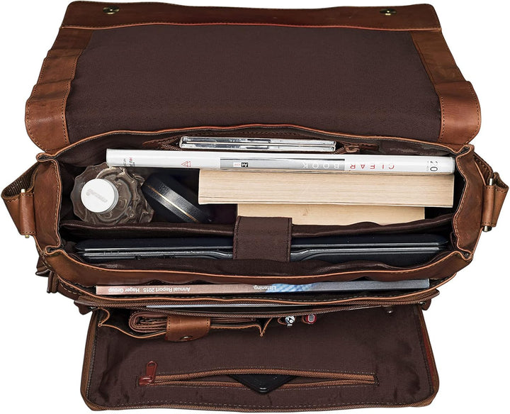 STILORD 'Erik' Vintage Schultertasche Leder braun 15,6 Zoll Notebooktasche Umhängetasche Herren und