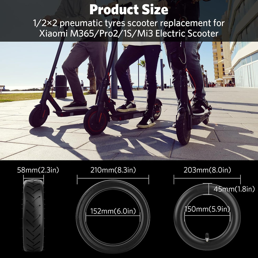 OUXI 4pcs E-Scooter-Reifen 8 1/2 Reifen mit Reifen und Schlauchpaket E-Scooter Ersatzschlauch+Reifen