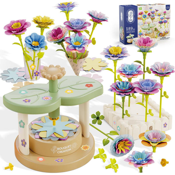 DIY Blumen Bastelset für Kinder ab 3 Jahren, Kunststoff Blumensträusse Basteln Spielzeug, Blumenpres