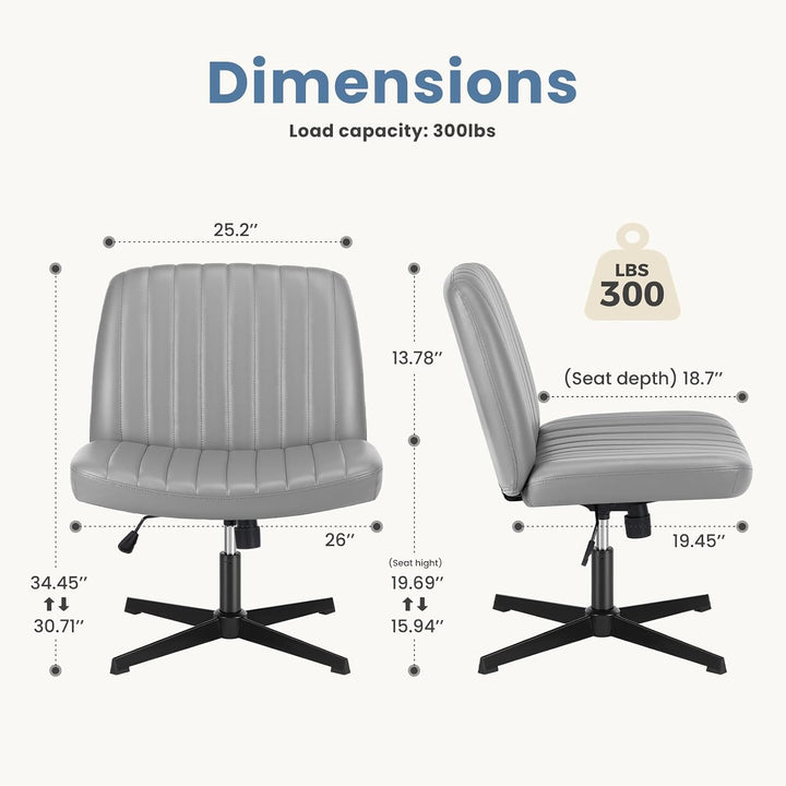 DUMOS Bürostuhl Ohne Armlehne Gehoben und Bequemes PU-Leder Criss Cross Chair mit Verbreitertem Sitz