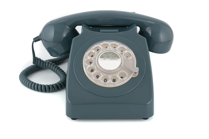 GPO 746ROTARYGRY Retro Telefon mit Wählscheibe im 70er Jahre Design Grau, Grau