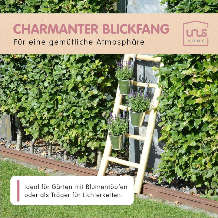 UNUS Dekoleiter Holz, 120cm 5 Stufen, naturfarben, Holzleiter Deko Leiter Wand Dekoration, Handtuchh