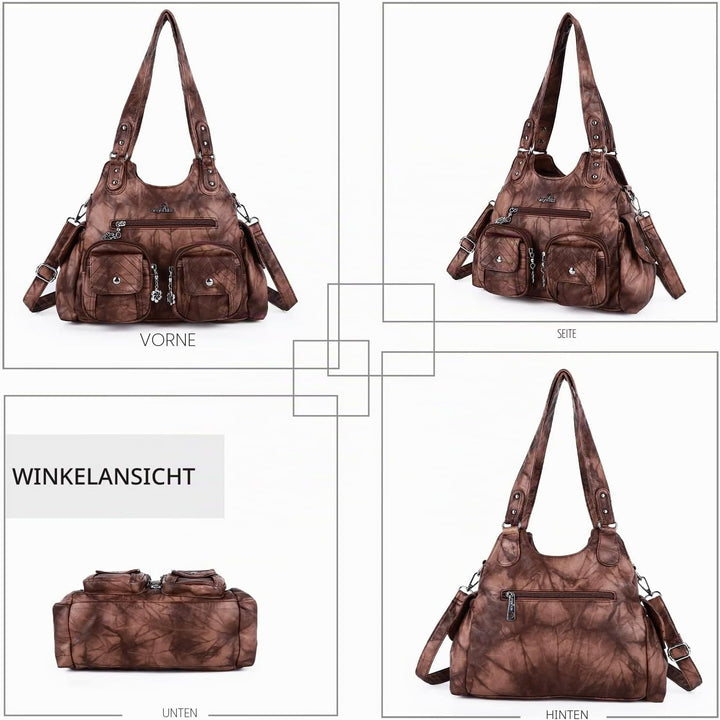 Angel Kiss Damen-Handtaschen, grosse Hobo-Tasche, weiches PU-Leder, Schultertasche für Damen Braun,