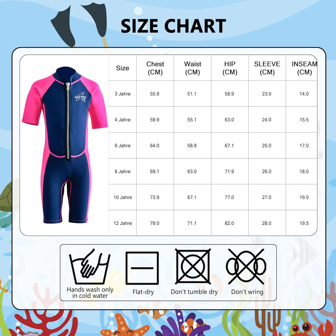 NATYFLY Kids Shorty Neoprenanzug 2.5mm Kinder Neopren Thermal Badeanzug UV-Schutz Badeanzüge für Mäd