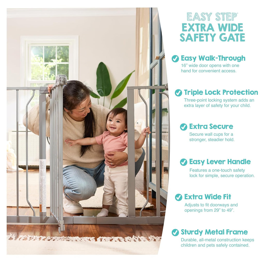 Regalo Easy Step Extra Wide Baby Gate Platinum, Platinum