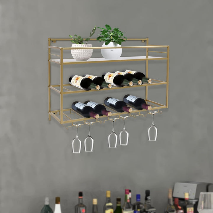 Generisch 3 Ebenen Wand-Weinregale 80x55x25cm Weinregal Wandregal Modernes Weinregal aus Metall Wein