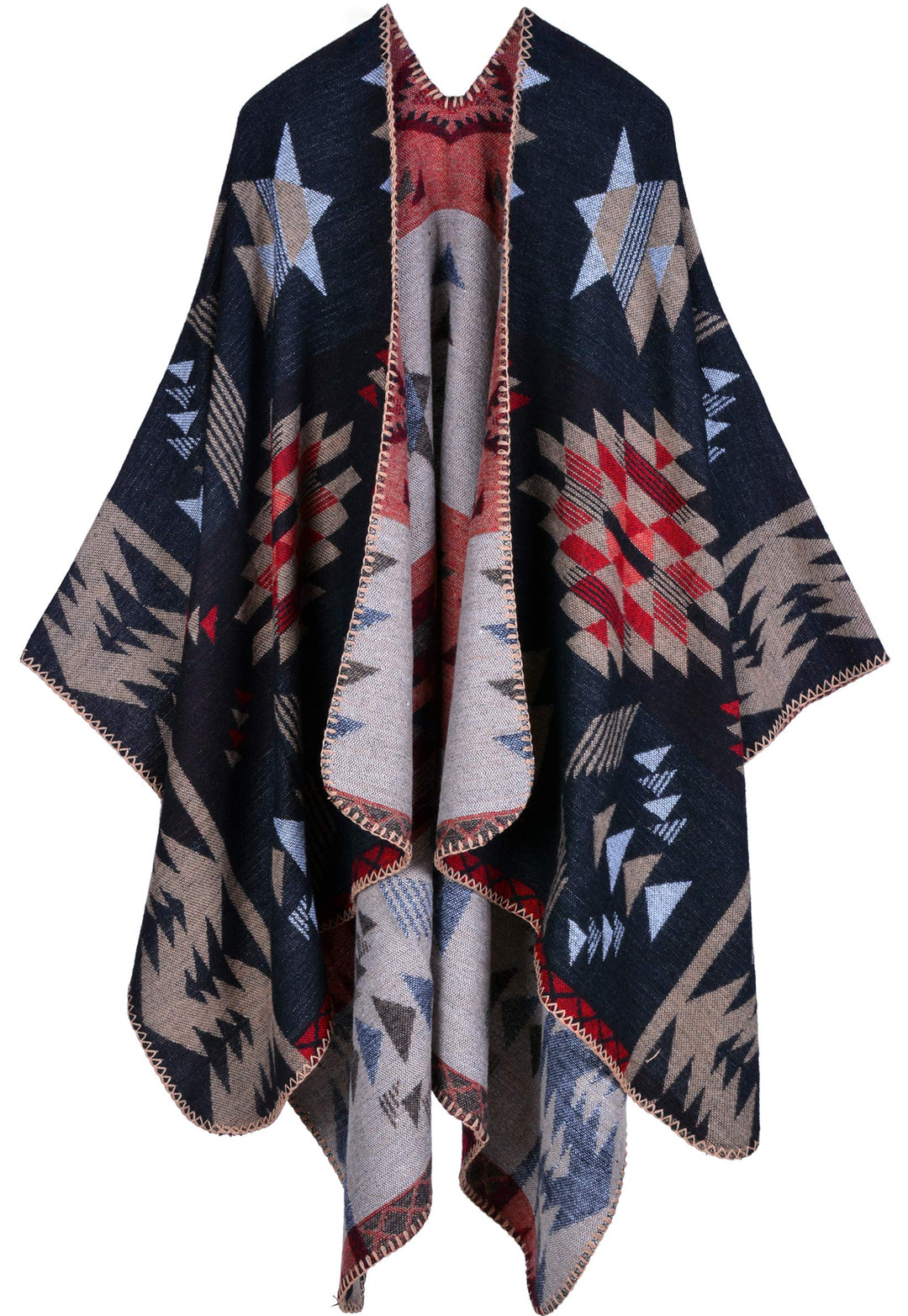 Shmily Girl Poncho Damen Strick Poncho Winter Warm Elegant Poncho Decke Poncho Cape Mantel Übergross