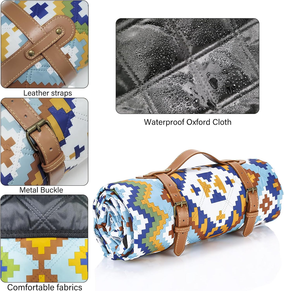 Picknickdecke 200 x 200cm,Boho Picknickdecke Wasserdicht,Tragbare Waschbar Extra Grosse Stranddecke