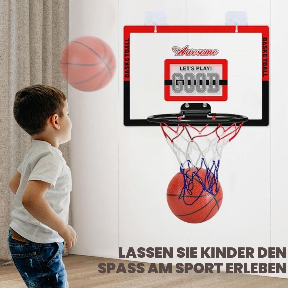 GmeDhc Basketballkorb Indoor, Kinder Basketballkorb Set Mit 2 Ball, 1 Pumpe, 4 Haken, Mini Basketbal