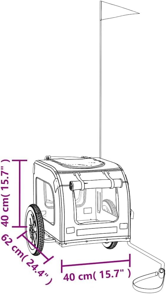 Fahrradanhänger Hunde klappbar grün grau aus Oxford-Gewebe und Eisen mit PVC-Dach, 124 x 53 x 53 cm,