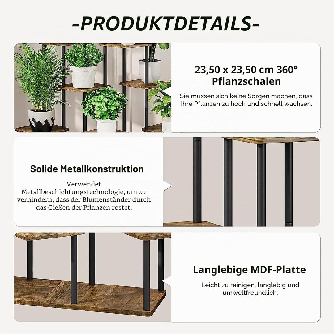 YOCOMEY 9-Tier Hölzern Blumenregal Pflanzenregal, Mehrstöckig Blumenständer Pflanzenständer Blumenba