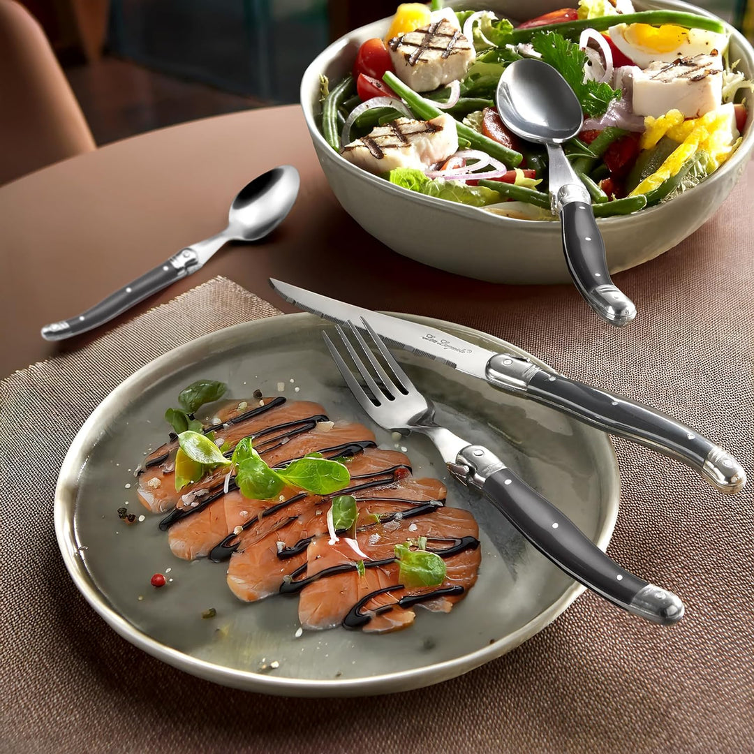 Lou Laguiole Steakbesteck TRADITION, Besteck, Edelstahl mit farbigen Kunststoffgriffen, anthrazit, f