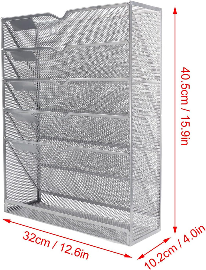 Alvinlite Metall Zeitschriftensammler Wand, Grau Zeitungsständer, 6 Fächer Zeitschriftenhalter Dokum