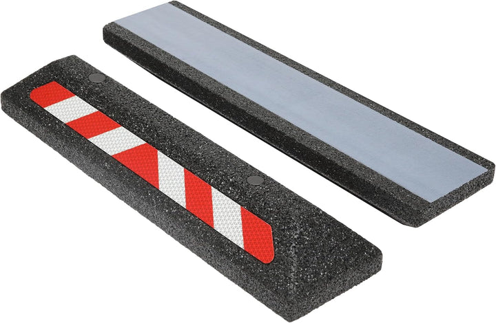 TopRubber 2X Radstopper in Schwarz, Reflektierend 570x140x75, zum Kleben