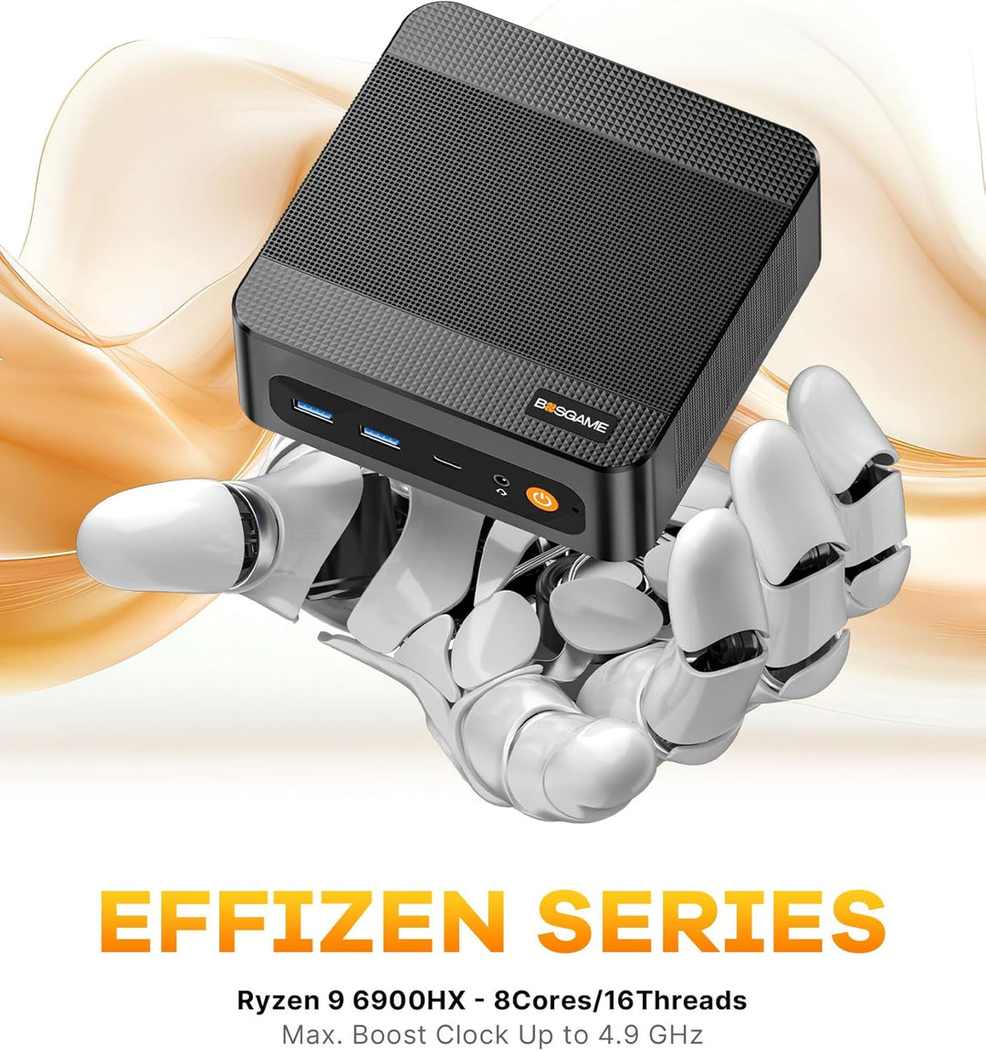 BOSGAME P6 Mini PC Windows 11 Pro für Home Office & Gaming, AMD Ryzen 9 6900HX (bis 4,9GHz), 24GB LP