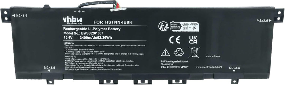 vhbw Akku kompatibel mit HP Envy X360 13-AG0016NB, x360 13-AG0018AU, x360 13-ag0023au Notebook (3400