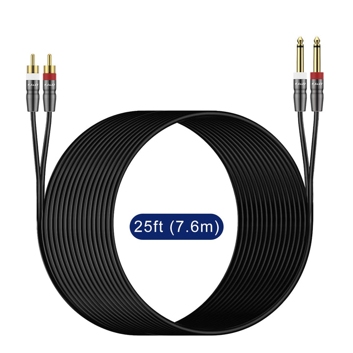 J&D Dual 6,35 mm zu 2RCA Kabel, Heavy Duty 1/4 Männlich auf Cinch Männlich Adapter Stereo Audio Inte