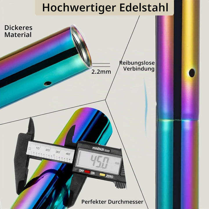 Fest-Tanzstange, CE-zert., 45 mm, höhenverst. 2,20–2,70 m | Fest Installiert, Tragfähigkeit 200KG, V