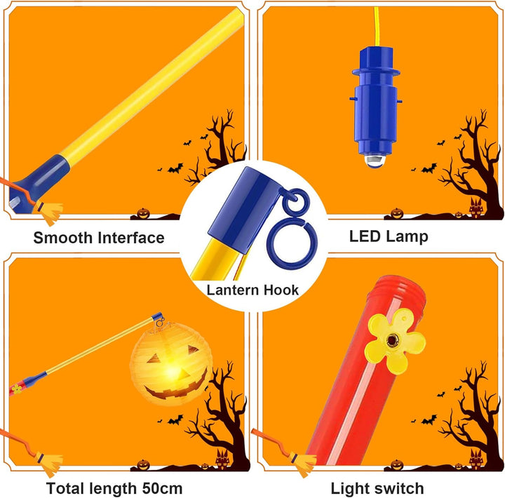 Laternenstäbe, Laternenstab Kinder LED, 4 Stück Elektronischer Laternenstab mit LED 50 cm, Laternens