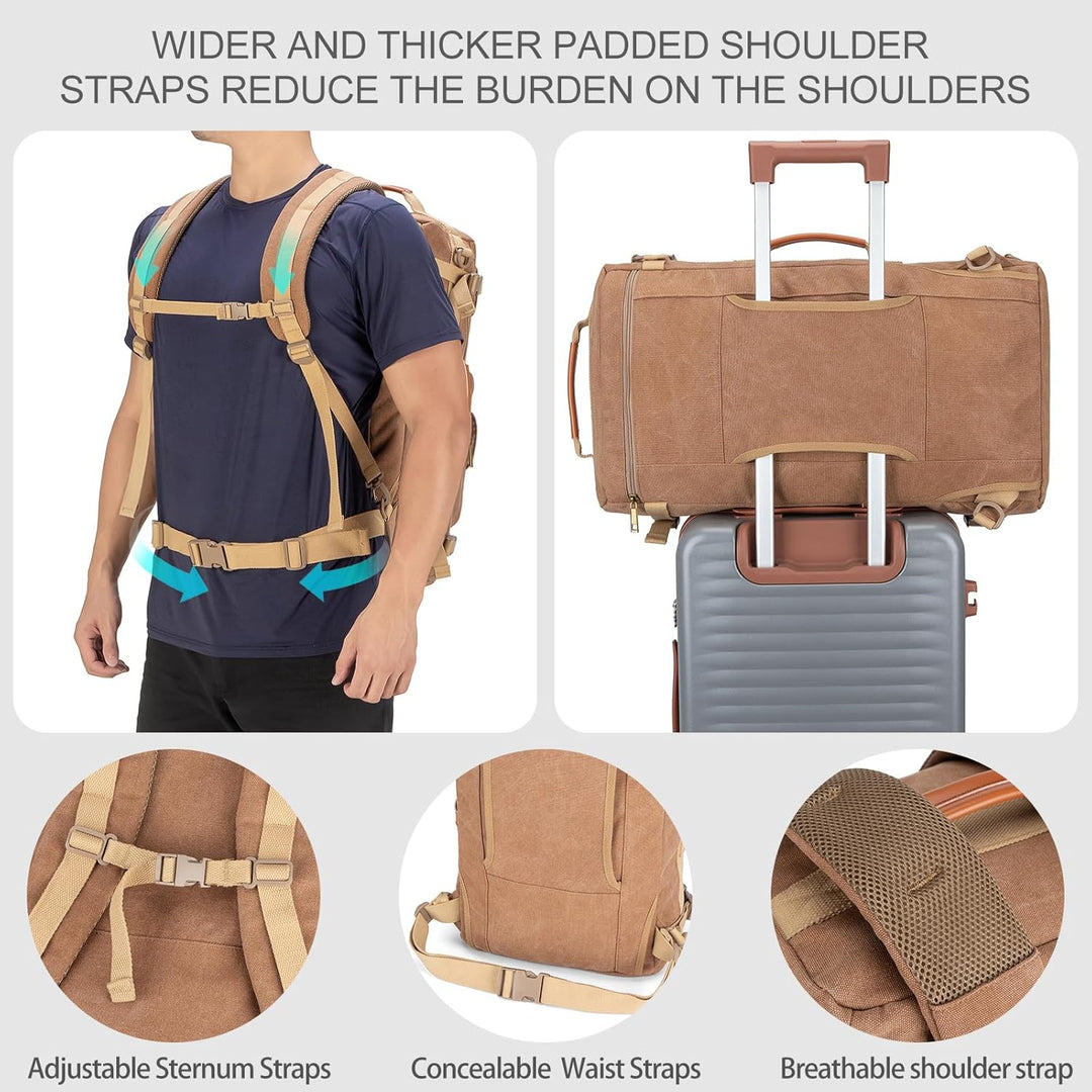 Tzowla Canvas Reiserucksack 3-in-1 umwandelbarer Rucksack Seesack passend für 17 Zoll Laptop L-40 Li