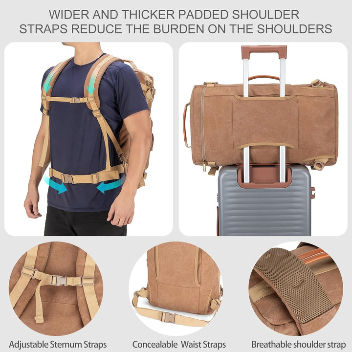 Tzowla Canvas Reiserucksack 3-in-1 umwandelbarer Rucksack Seesack passend für 17 Zoll Laptop L-40 Li