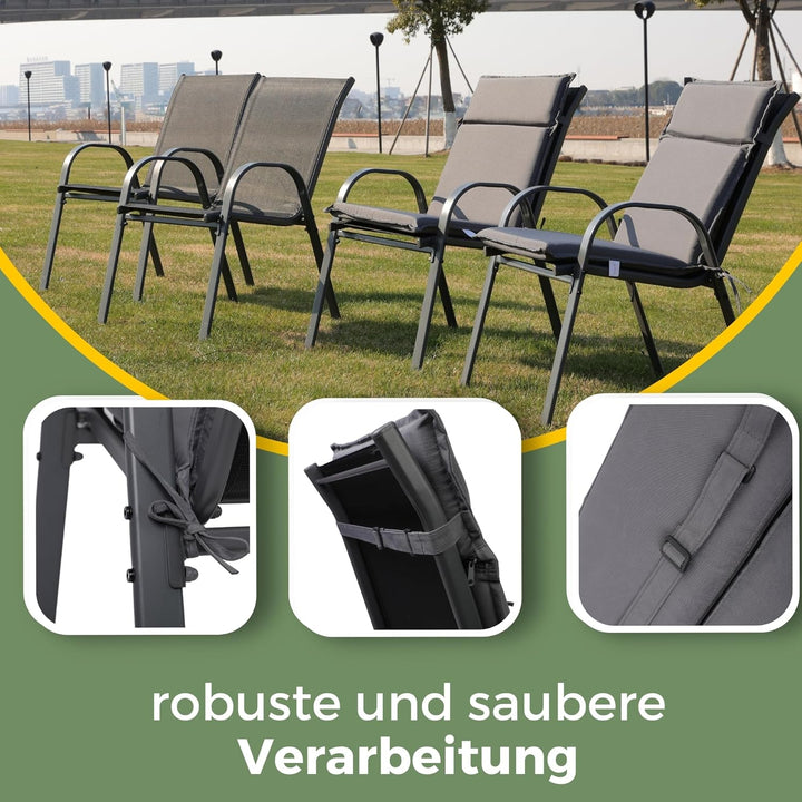 ALBATROS Gartenstuhl Sitzauflage 4er Set Gartenstuhlauflagen Sitzpolster Sitzkissen Outdoor Anthrazi