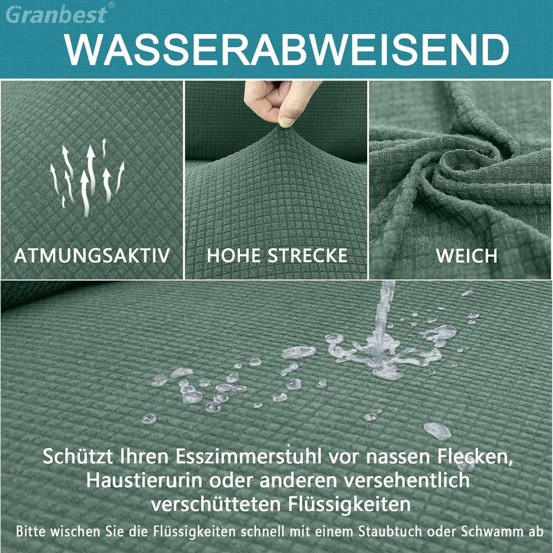 Granbest Premium Wasserdicht Esszimmerstuhl Abdeckungen Satz Von 6, Elastische Hohe Zurück Stuhlhuss