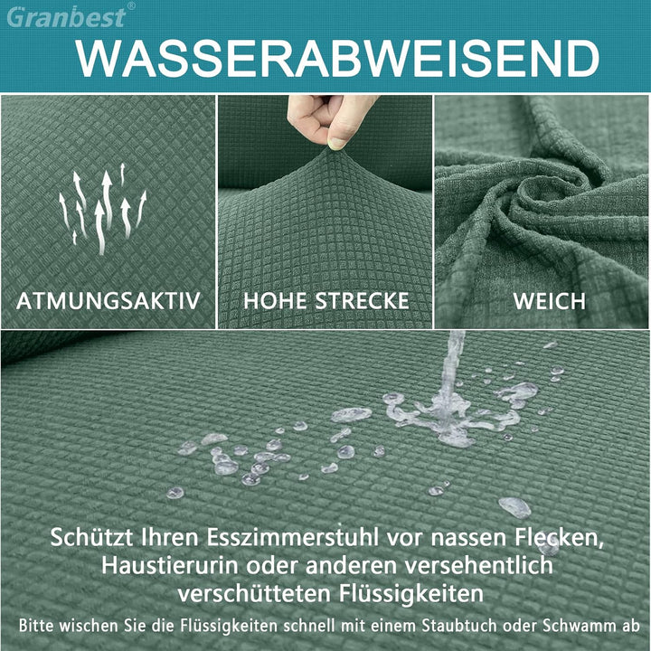 Granbest Premium Wasserdicht Esszimmerstuhl Abdeckungen Satz Von 6, Elastische Hohe Zurück Stuhlhuss