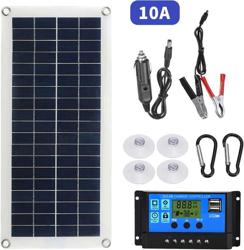 Aumotop Flexible Solarpanel Kit 300W 12V 24V Schaltbar, Komplettanlage Photovoltaik Panel mit Kabel