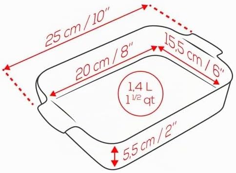 PEUGEOT - Rechteckige Auflaufform aus Keramik - 25 cm x 16,8 cm x 6,2 cm - Fassungsvermögen: 1,4 L -