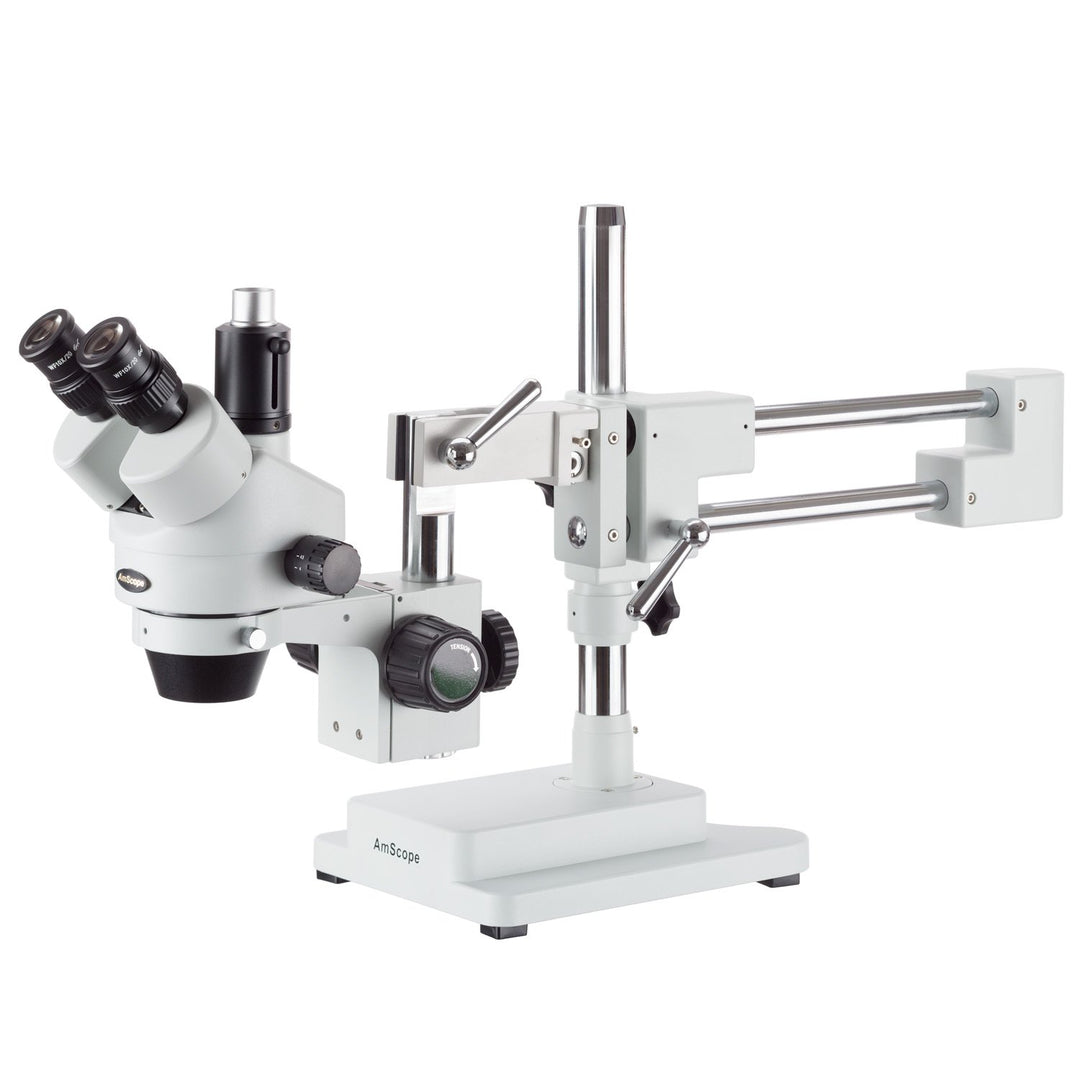 AmScope SM-4TPZ-30WR-5M Simul-Fokales Trinokulares-Boom-Stereomikroskop mit LED-Faserlicht und 5-Meg