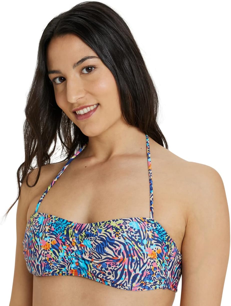 arena Allover Bandeau Damen Bikini, Badeanzug aus schnelltrocknenden Stretch-Stoff, Damen Badeanzug