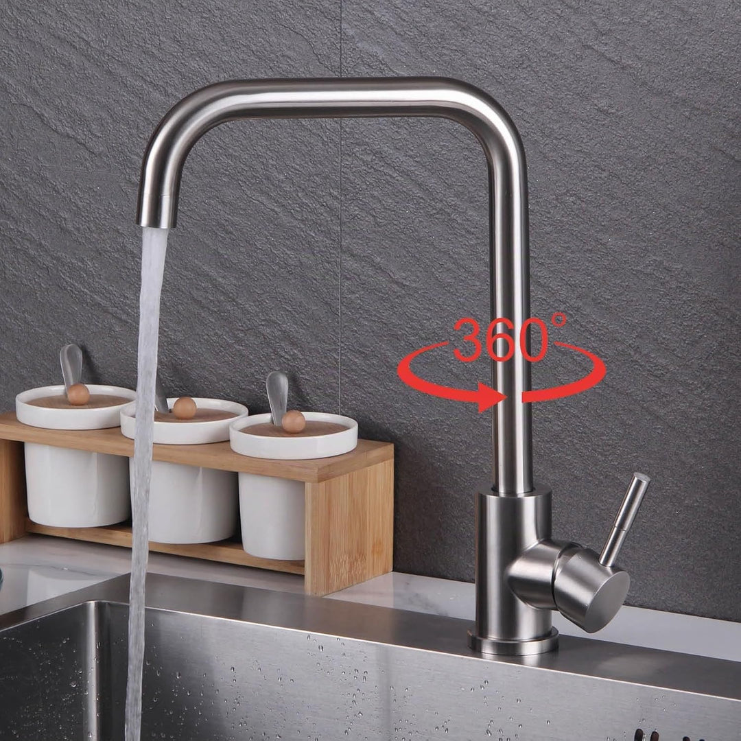 Wasserhahn Küche, 360° Schwenkbar Mischbatterie Armatur Küche, Hochdruck Hoher Bogen Einhebel Küchen