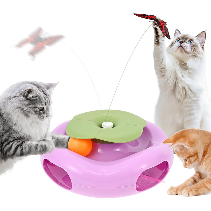 Interaktives Katzenspielzeug,3 in 1 Katzenspielzeug Selbstbeschäftigung Elektrisch,Rotierende Federn