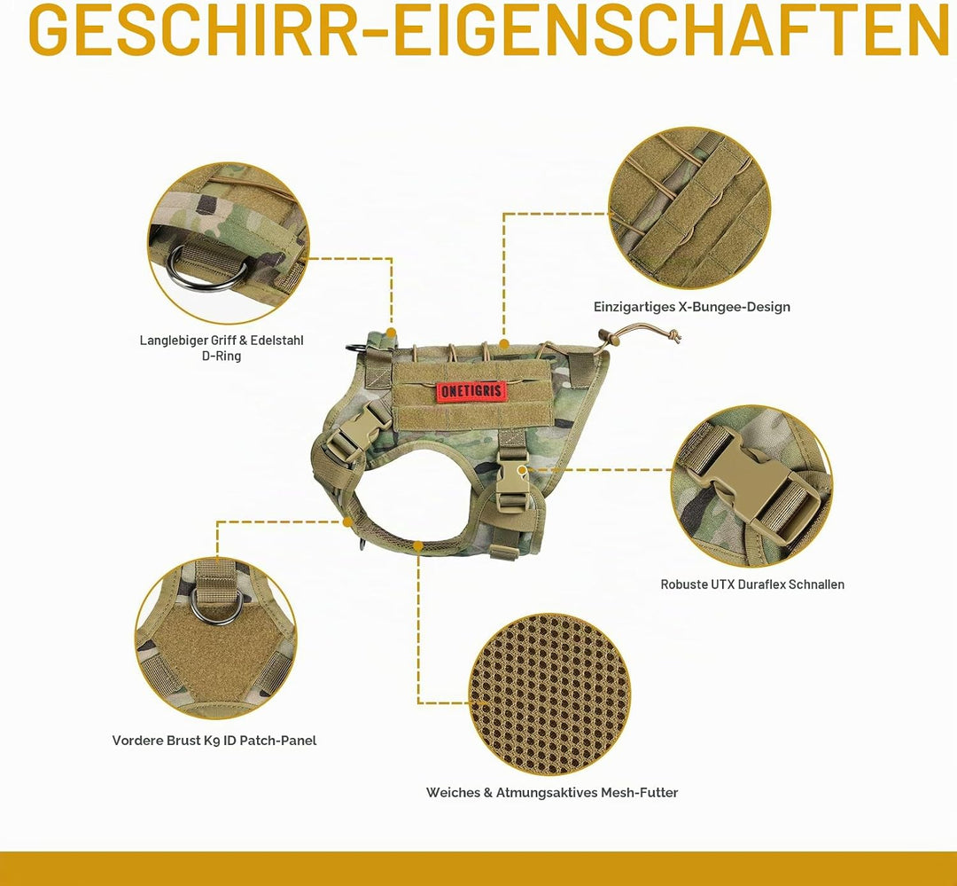 OneTigris Hundegeschirr, FIRE Watcher Taktische Geschirr MOLLE Sicherheitsgeschirr Service Hunde Hun