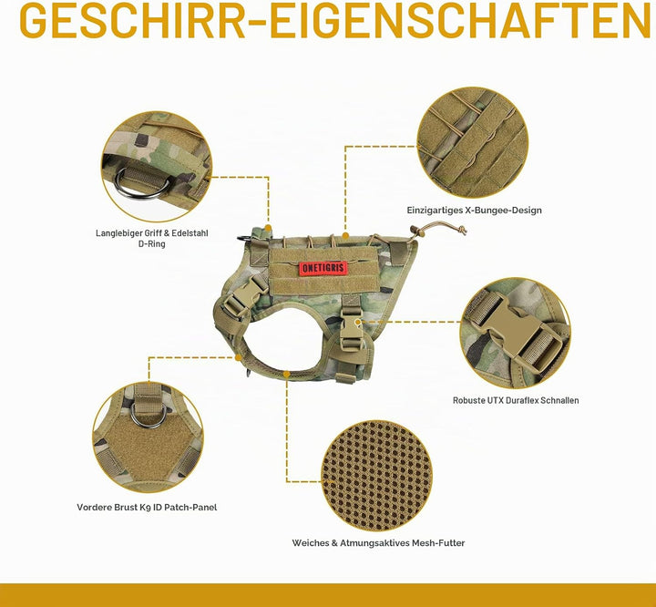 OneTigris Hundegeschirr, FIRE Watcher Taktische Geschirr MOLLE Sicherheitsgeschirr Service Hunde Hun