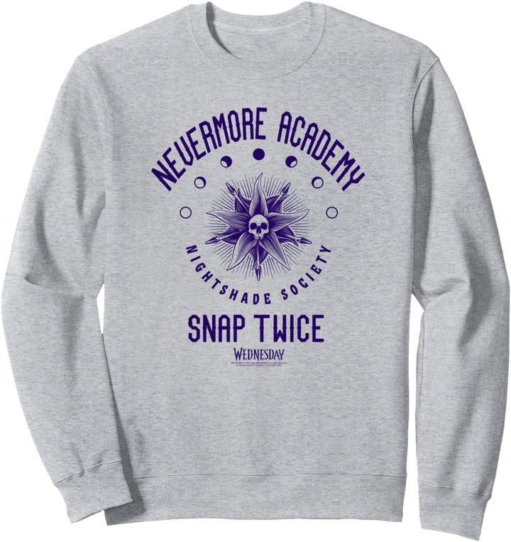 Wednesday Nevermore Academy Snap Twice Celestial Collegiate Sweatshirt