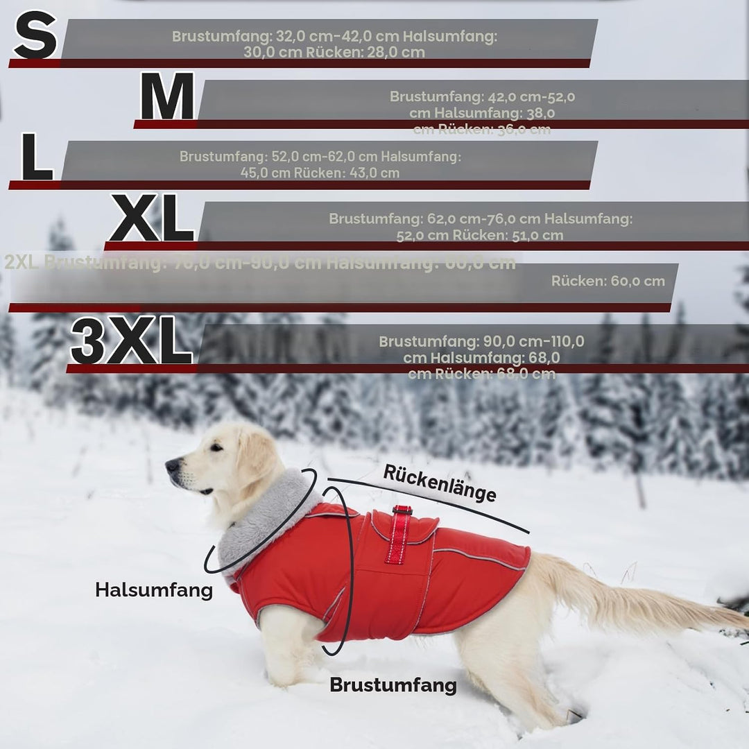Lelepet Hundemantel Winterweste Reflektierende Fleece Hundejacke für Grosse Hunde Wasserdicht Hundej