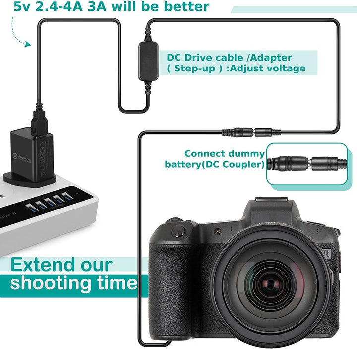 Raeisusp EP-5G Gleichstromkoppler EN-EL25 EN-EL25a Dummy-Akku + EH-5A USB-Stromkabelanschluss + QC3.