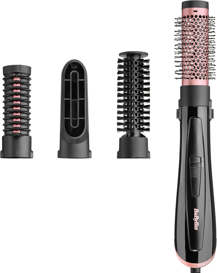BaByliss Perfect Finish, Warmluftbürste, mit mehreren Aufsätzen, 2 Temperaturstufen und Kühlluftfunk