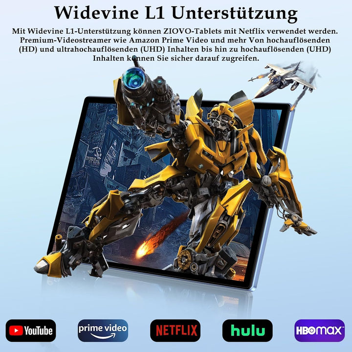 ZIOVO Android Tablet 10 Zoll Gemini AI mit 22GB RAM+128GB ROM(TF 2TB), 5G WiFi, Octa-Core 2.0GHz, Wi
