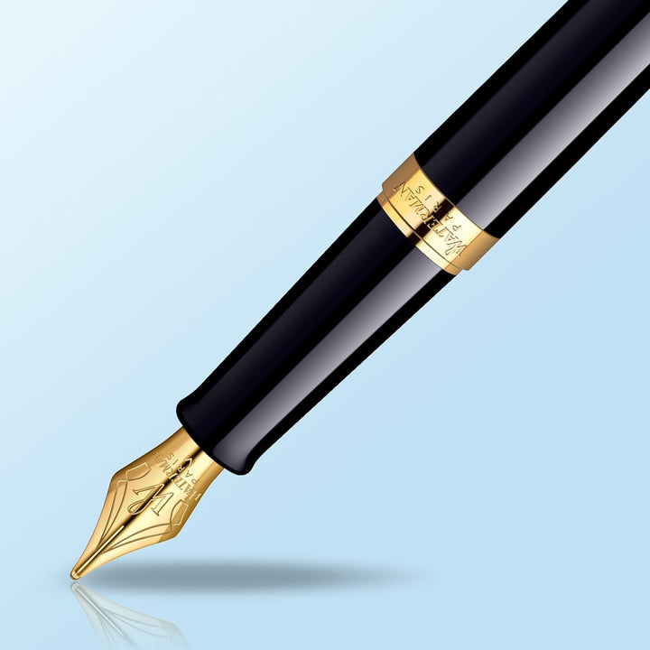 Waterman Hémisphère Füller | Hochglänzend Schwarz mit Zierteile aus 23 K Gold | Füllfederhalter mit