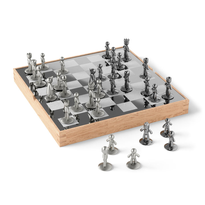 Umbra Buddy Schachspiel, Eschenholz, Natur, 36 x 36 x 6 cm, 33-Einheiten Modern, Modern