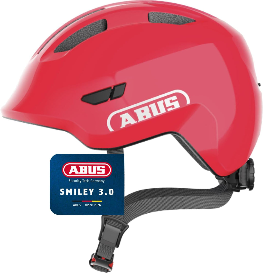 ABUS Kinderhelm Smiley 3.0 - Fahrradhelm mit tiefer Passform, kindergerechten Designs & Platz für ei