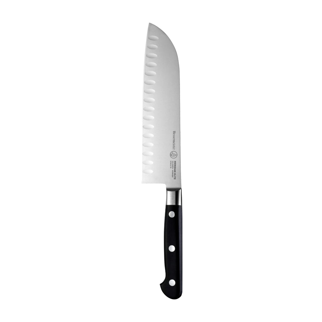 Messermeister Meridian Elite Kullenschliff Santokumesser, 17,8 cm, japanisches Kochmesser, deutsche