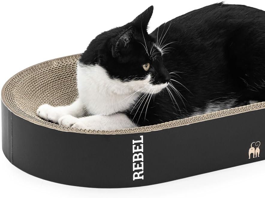 Petrebels Kratzpappe Oliver 61, Katzen Kratzbrett aus sehr stabilem Karton, Kratzkarton 63 x 35 x 10