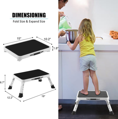 HBTower Tritthocker, Trittleiter, Klapptritt, höhenverstellbarer Tritthocker mit Rutschfester Plattf