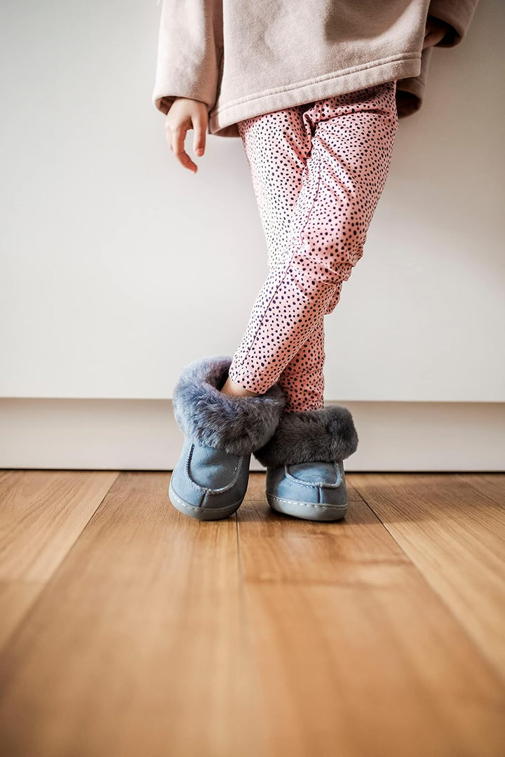 Vanuba - Kinder Hausschuhe Peppin, Lammfell Winterschuhe, Baby Schuhe, Junge und Mädchen, Echtleder,