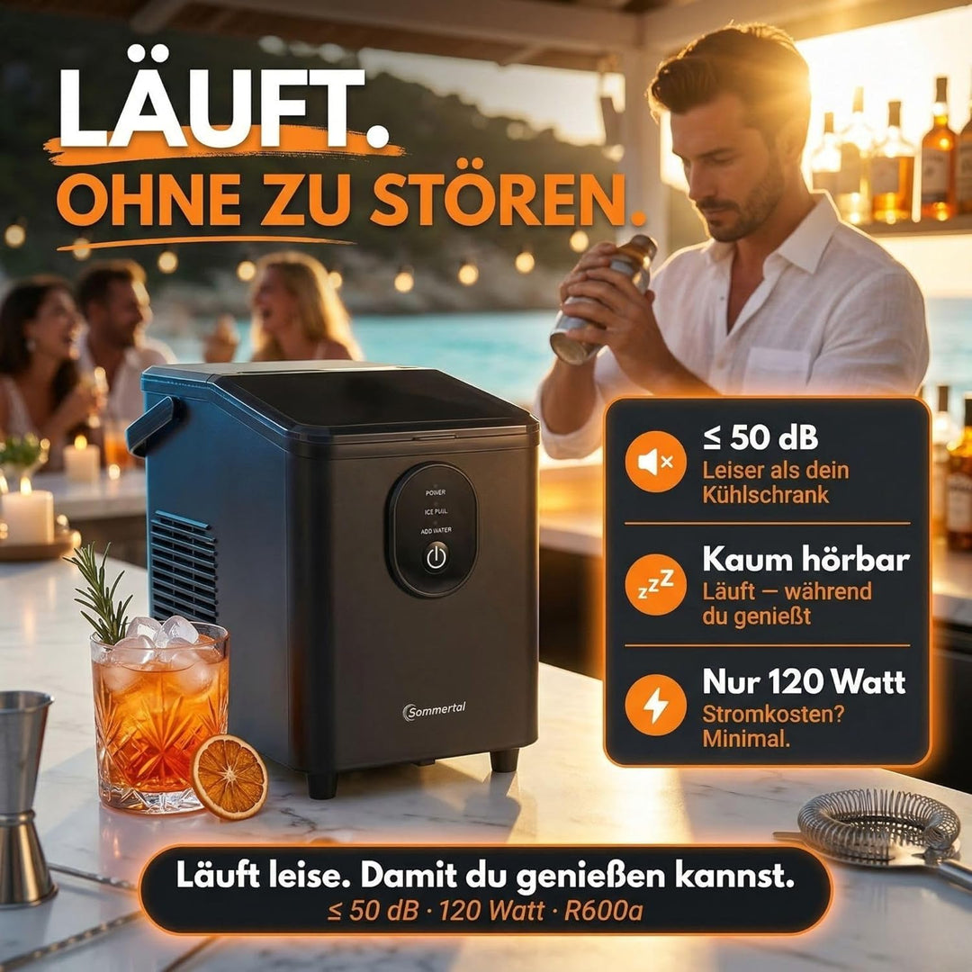 Sommertal Eiswürfelmaschine EM12C - Note 1,3 Warentest, Ice Maker mit schneller Eisherstellung ab 6